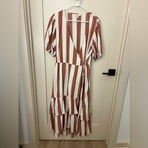 Knox Rose Brown and Cream Striped Maxi Dress